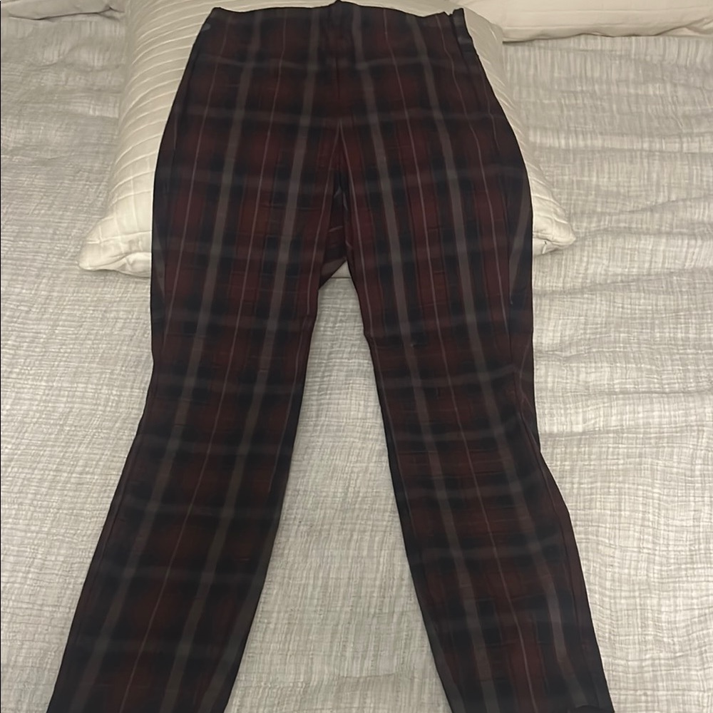 rag & bone Plaid Ankle Pants - burgundy, navy and Black
